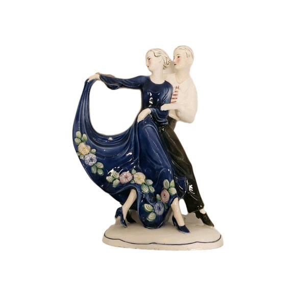 KATZHUTTE ART DECO PORCELAIN FIGURINE DANCING COUPLE C.1930'S GOLDSCHEIDER ERA - Picture 3 of 12